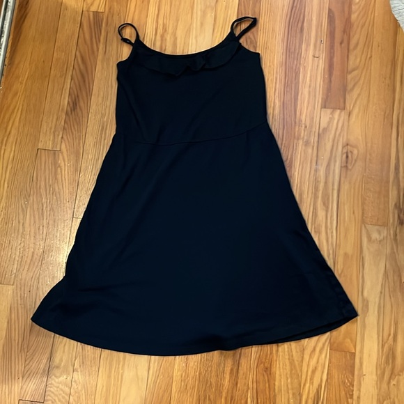 Loft Black adjustable XS Spaghetti Strap Dress w/ ruffle - Picture 4 of 10